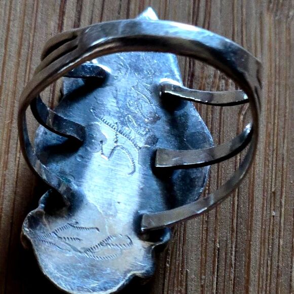 Native Women's Silver Jewelry Squash blossom ring Signed by Artist 1950's - Picture 6 of 8